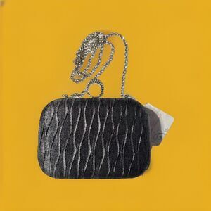 Women LULU Townsend Black Shiny Evening Clutch W/20"Chain 6W"X4H" 2012 Never Use